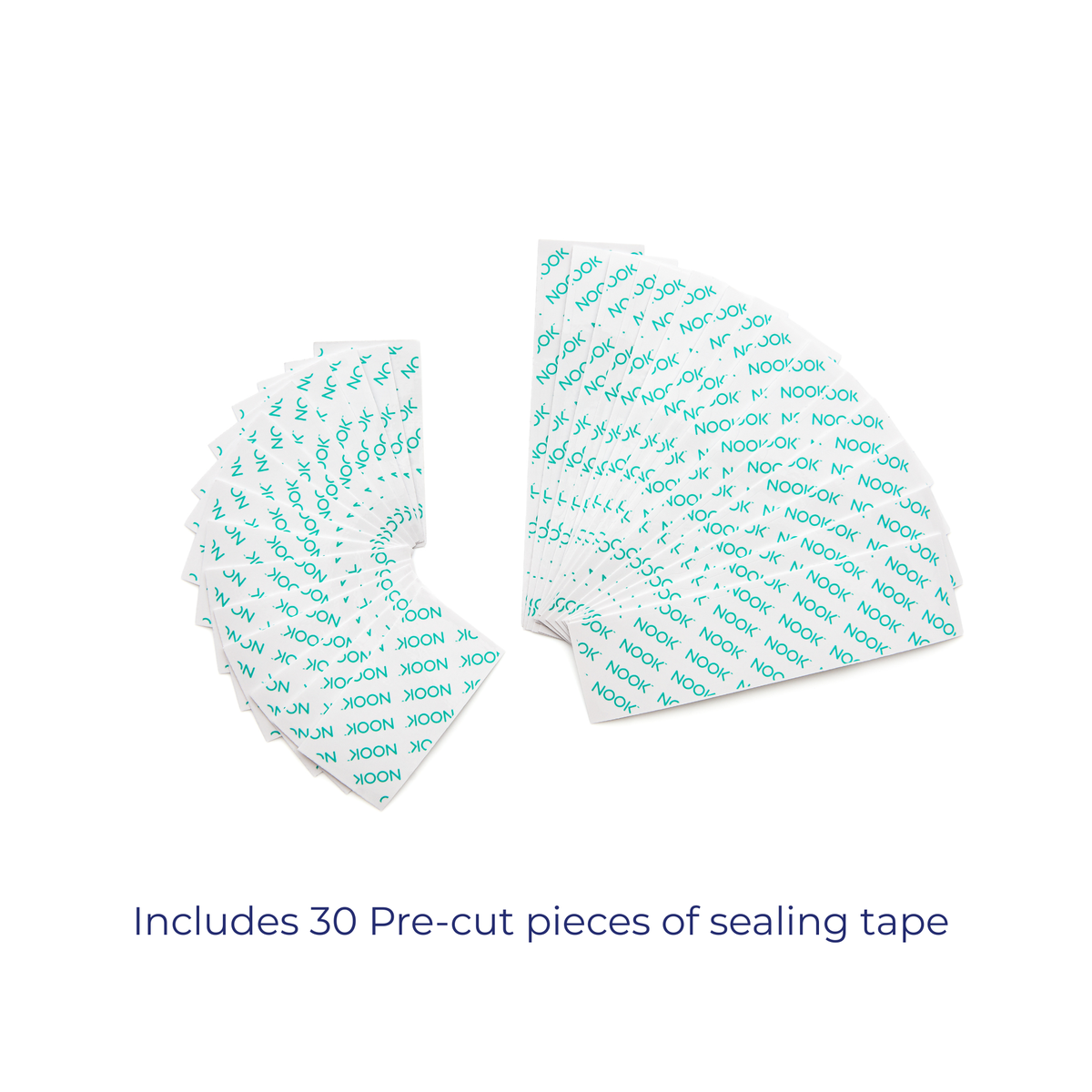 NOOK Travel Sealing Tape: 30 pre-cut adhesive strips fanned out in two sizes