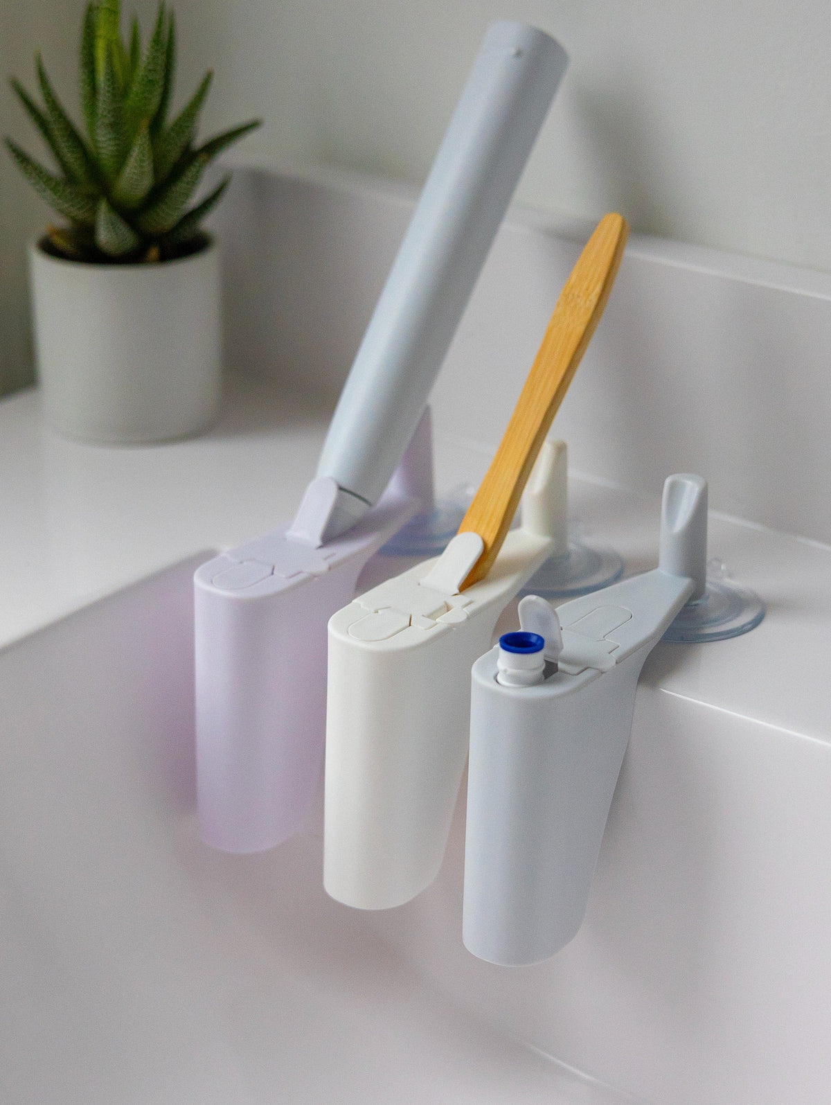 nook toothbrush holder white three nooks #Color_White