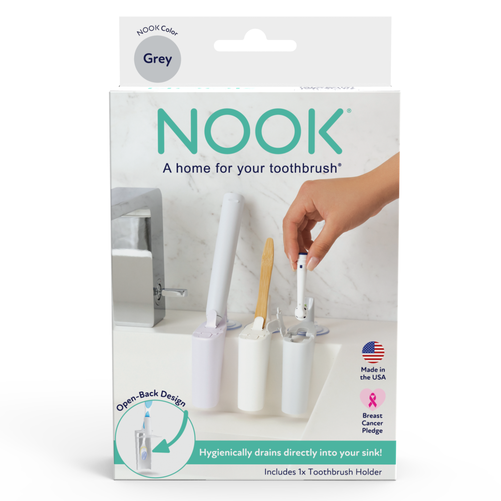 NOOK TOOTHBRUSH HOLDER AMAZON PACKAGING GREY #Color_Grey