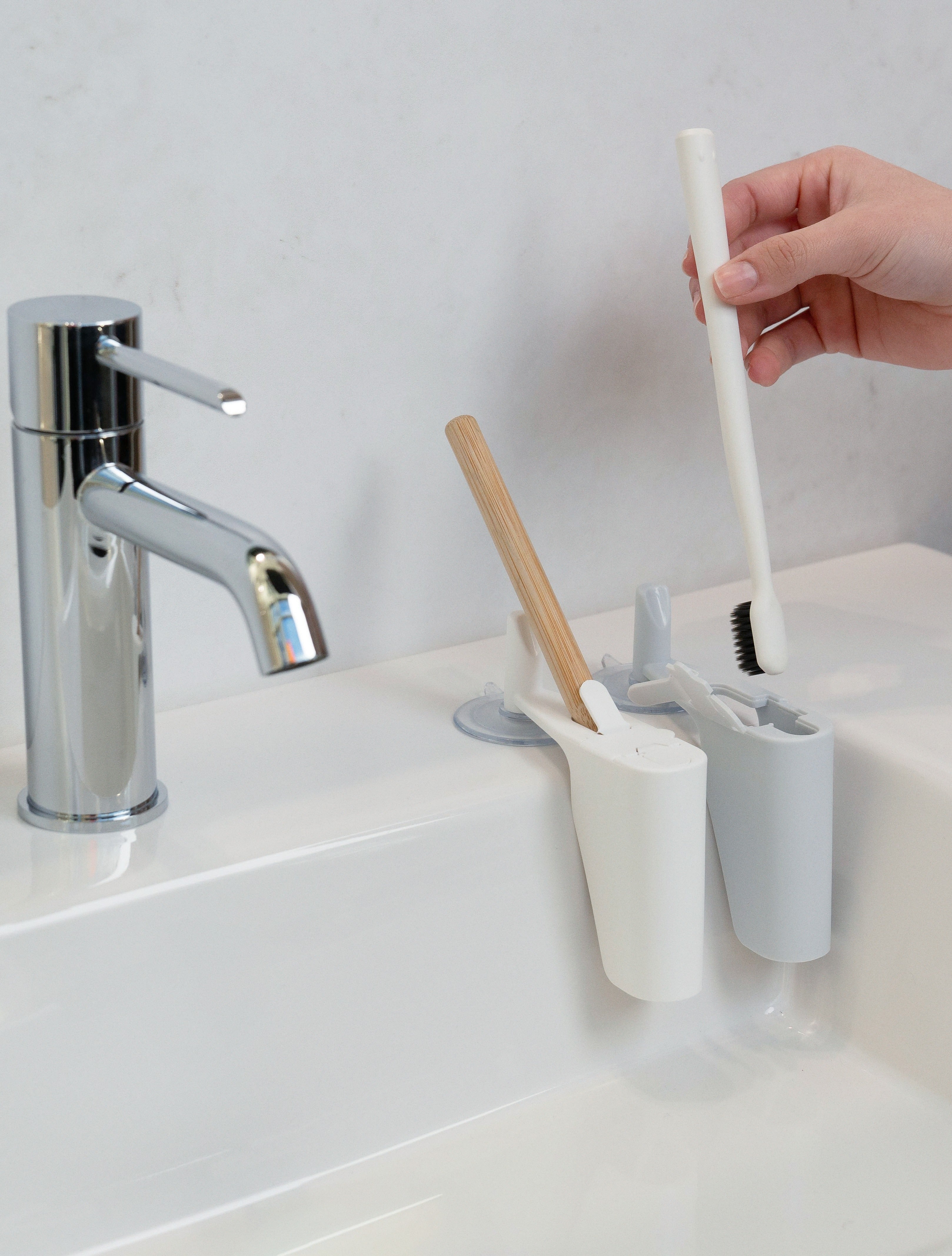 nook toothbrush holder white two nooks hero #Color_White