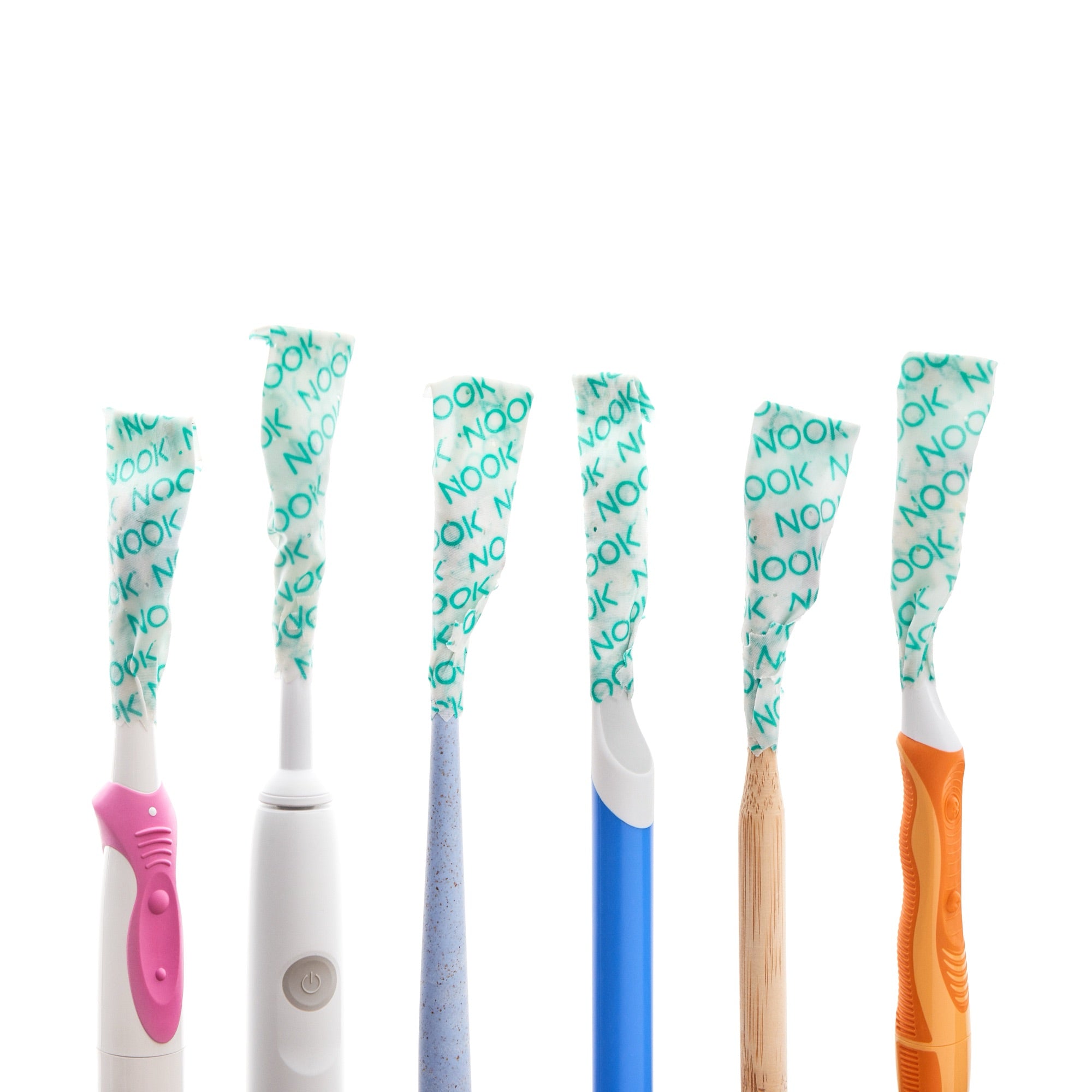 NOOK Wipes & Wrap protective wraps fitting all toothbrush types