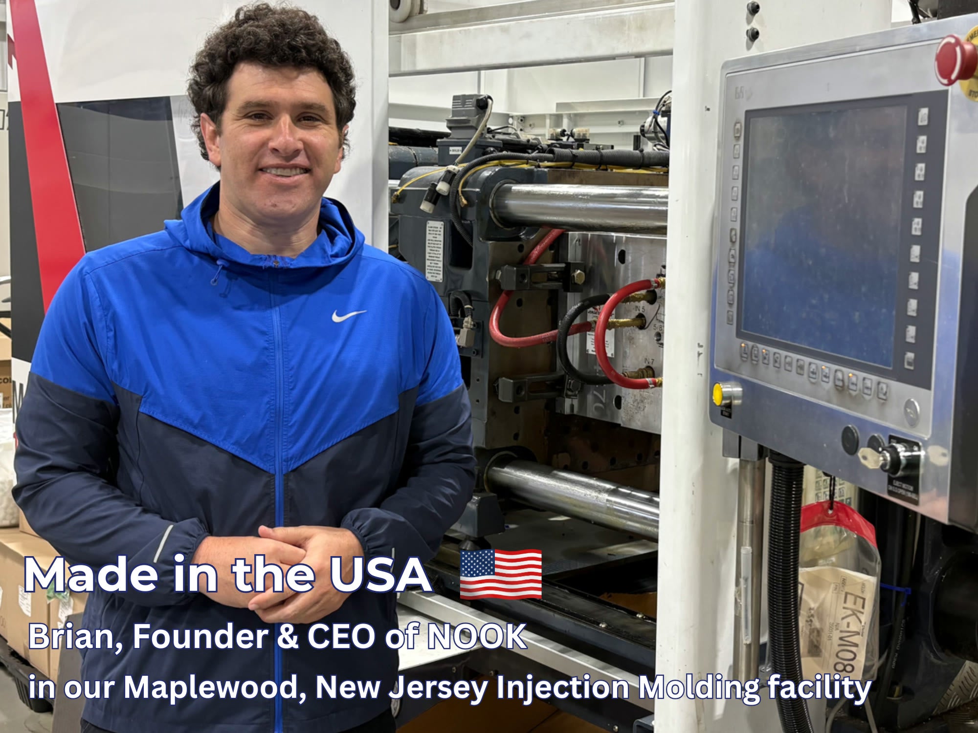 Brian, Founder and CEO of NOOK, Made in the USA in the Maplewood, New Jersey injection molding facility