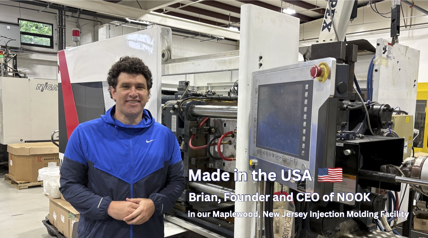 Brian, Founder and CEO of NOOK, in the Maplewood, New Jersey injection molding facility — Made in the USA